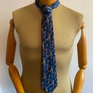 BONGENIE GRIEDER Swiss Made Necktie Navy leather belt strap tassel motif pattern